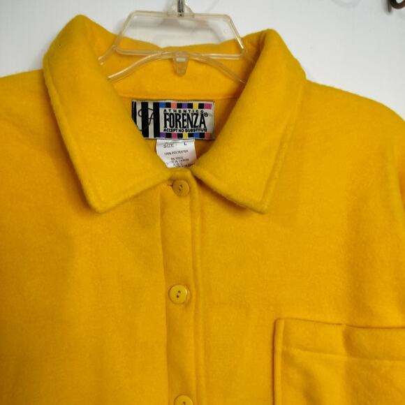 4370)Vintage 90s Authentic Forenza Large Solid Yellow Button Down Fleece Jacket - Picture 7 of 9